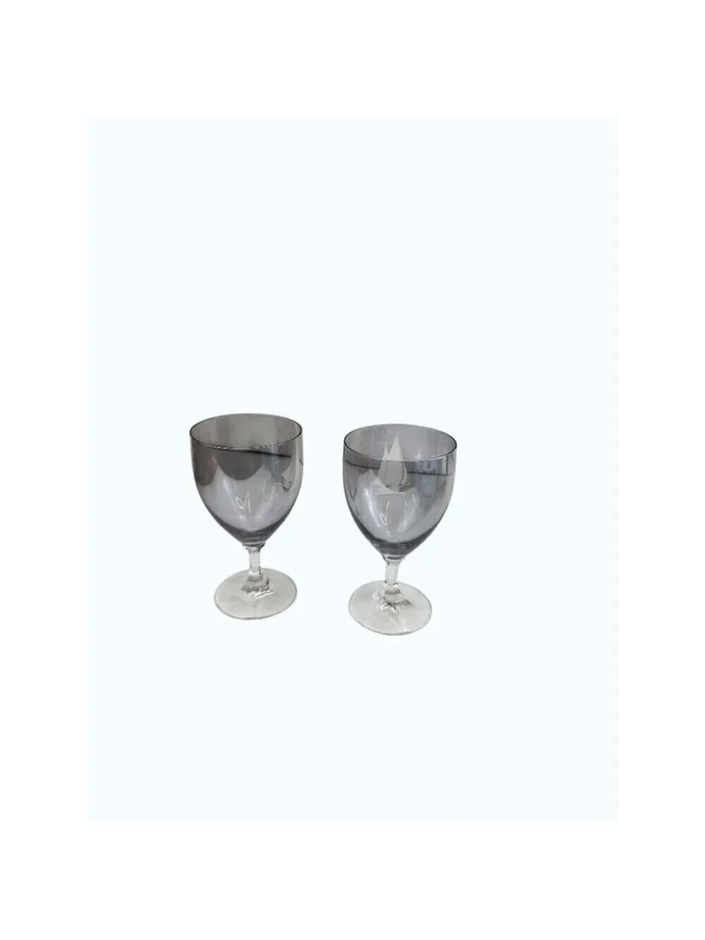 Gray Crystal Etched Sailboat Stemmed Glasses 6